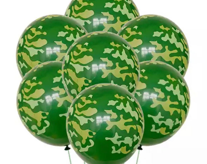 Green Camo Balloons 12", Camo Theme Birthday Party, Military Balloons, Birthday Party Balloons, Army Balloons, Hunting Balloons