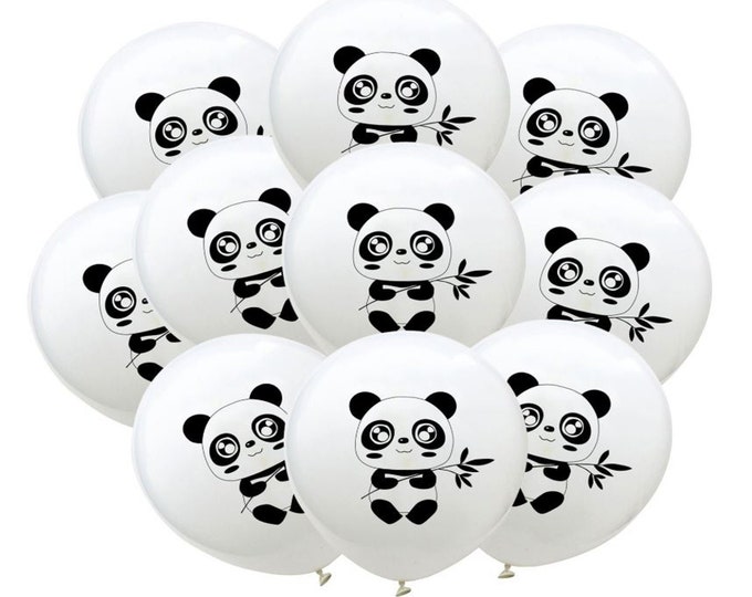 Panda Balloons, 12" Baby Panda Balloons  Cute Panda Print party balloons, Asia Theme decor, Black and White Theme Balloon