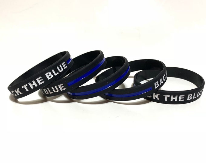 Thin Blue line Wristbands, Back the Blue Event Bracelets, Police event, Cop, Law Enforcement Wristbands, Memorial Police officer Party
