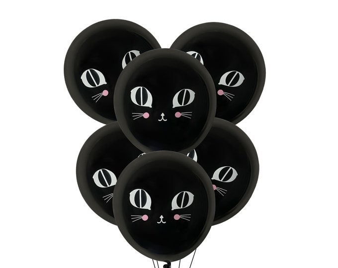 Cat Party Balloons 12" Black Cat Birthday Themed, Kitty Themed Party Decorations, Black Cat Theme Party, Kitten Balloons, Meow Party