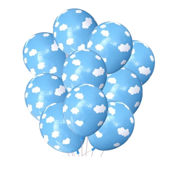 Sky Balloons, 12" Cloud Balloons, Blue Sky Party Balloons, Sky Blue Baby Shower Decoration Boy