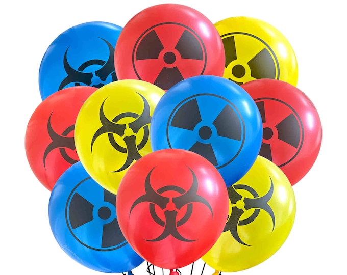 Hazard Balloon Party Theme, Bio Hazard Birthday 12", Boys Birthday Party Theme, Video Game Birthday, Apocalypses Balloons Nuke Zombie