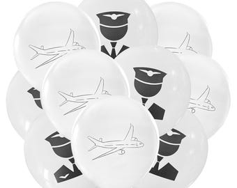 12ct Airplane Balloons, Airplane Birthday Party Balloons, Pilot Theme Party Decorations, Flight Attendant Birthday Balloons, Airport Balloon