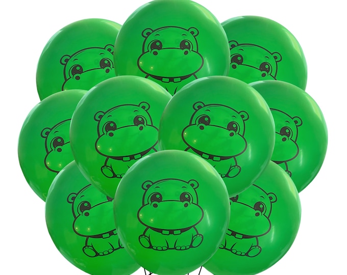 Baby One Hungry Hippo Birthday Balloons, Hippopotamus Baby Shower Animal Theme, Girl or Boy Party Supply