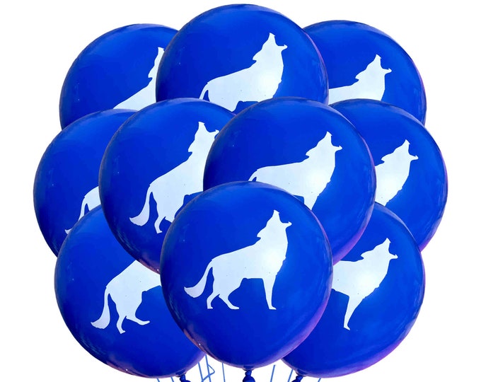 Blue Wolf Balloons 12", Wolves Party Décor, Wolf Party Latex Balloons, Wolf Pack Party, Multi-use Wolf Event Birthday Balloons Wolf Birthday