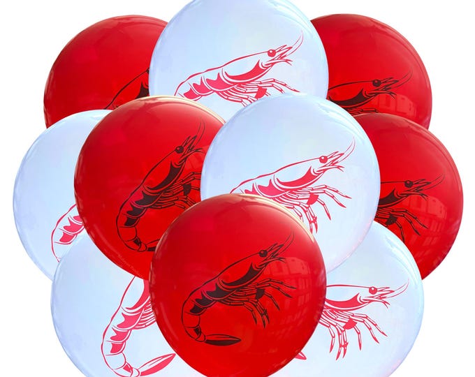 Shrimp Balloons 12" Seafood Boil Party Balloons, Shrimps Theme Decoration, seafood event, Ocean Buffet