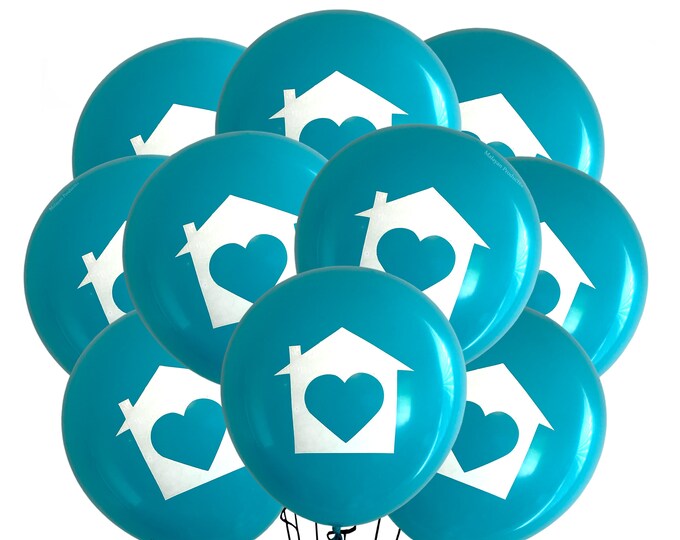 12 Pack Housewarming Party Balloons, New Home Party Decor, house balloons, House Heart Balloons, New Home Decorations