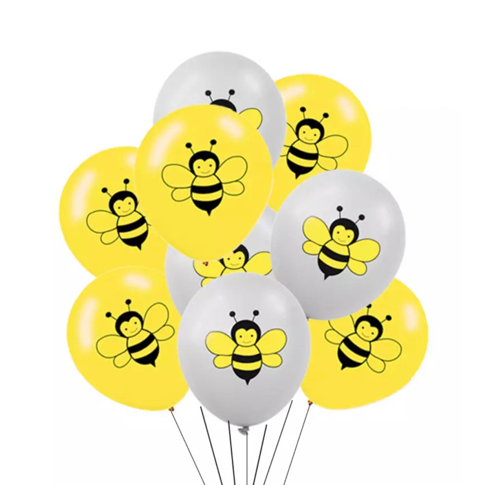12 Pack Bee Theme Balloons 12 Bumble Bee Balloons Etsy