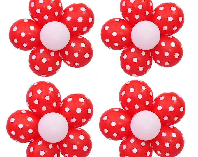 Flower Balloons 12", DIY Red Dot Balloon Flower, Flower Balloon Kit 24pc, Floral Balloon Custom, Flower Balloon Structure, Flower Prop