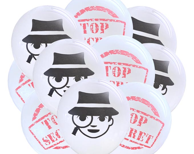 Game Night Balloons Latex, Kids Detective Party, 12in Standard Size, Top Secret, Murder Mystery, Investigator Theme