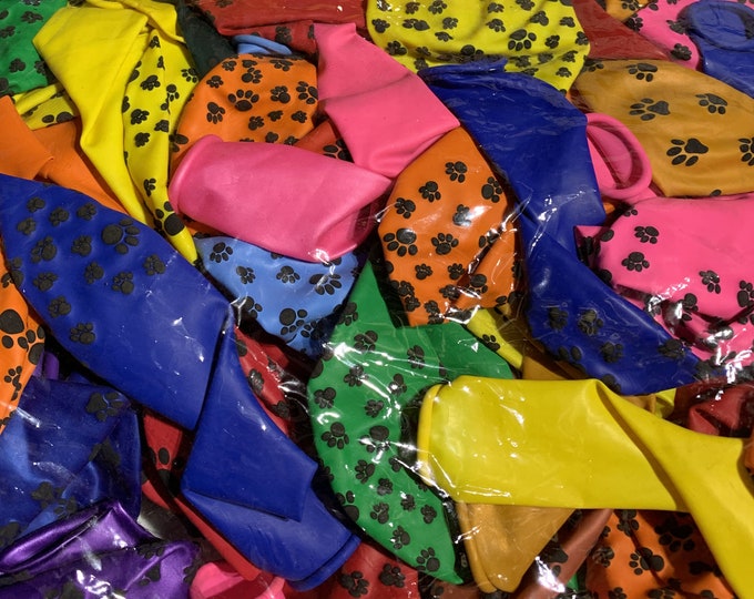 Paw Print Balloons Mixed Colors, Birthday Party Balloons, Paw Patrol Balloons, Animal Birthday Theme Paw balloons, Latex 12"