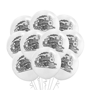 Train Balloons, 12&quot; Train Party Balloons, Locomotive Theme Party Decoration, Choo Choo Train Balloons, Train Birthday Theme