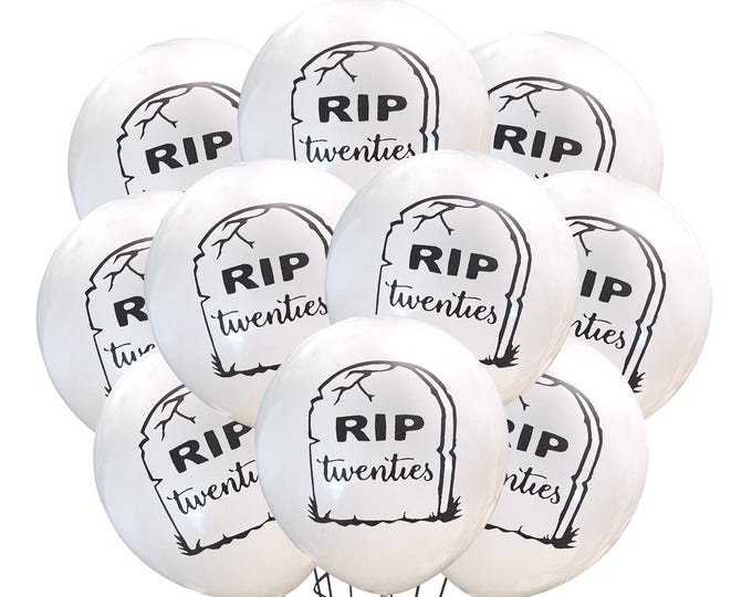 RIP Twenties Balloons, 12" Rip 20s Birthday Party, 30th Birthday Theme Decoration, 30th Birthday Balloons, 30th Party Ideas, Turning 30