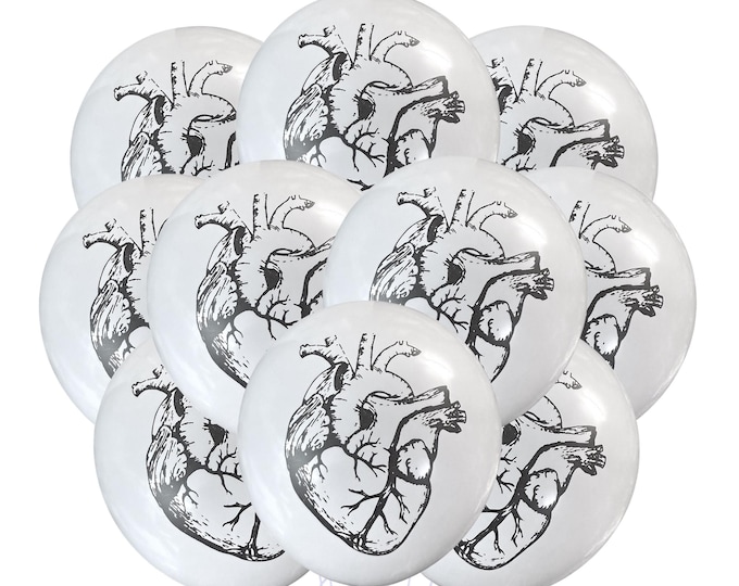 Anatomical Heart Balloons 12", Real Heart Party Balloons, Love Balloons, Valentines Day Balloons, anatomically Correct Heart Balloons Latex