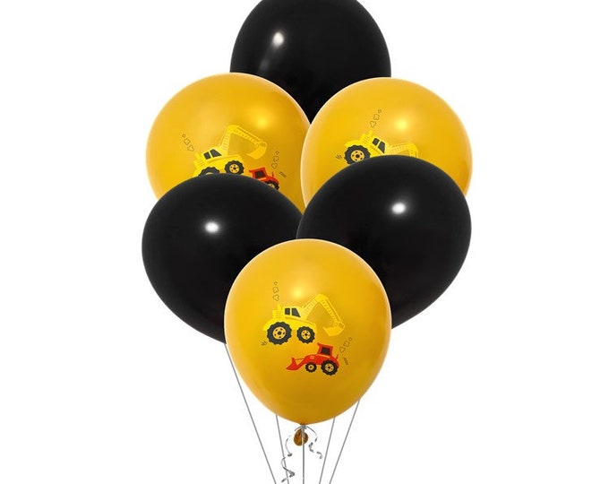 12 Pack Construction Balloons, 12" Digger Boys Birthday party balloons, Construction Truck Theme decor, Worker Balloons, Kids Balloons