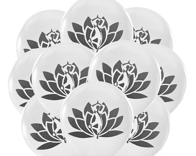 12ct Yoga Balloons, Namaste Party Balloons, Yoga Birthday Theme Hot Vinyasa Party Decoration Balloons, Lotus Ujjayi Breath Balloons