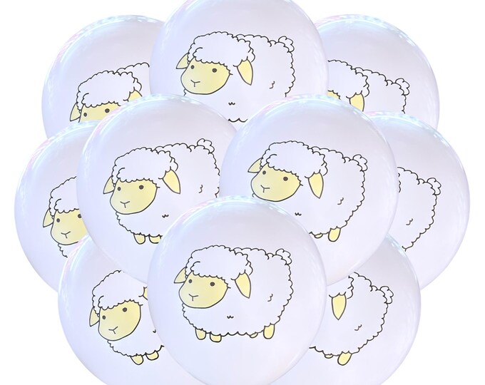 12ct Sheep Balloons, Animal Birthday, Lamb Farmyard Barnyard Farm Theme, Shepherd Party Decorations supplies