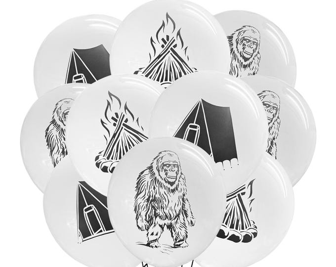 12ct Camping Balloons, Campfire Party Balloons, Bigfoot Theme, Sasquatch Balloons, Bigfoot Birthday Theme, Tent Decorations, Camping Party