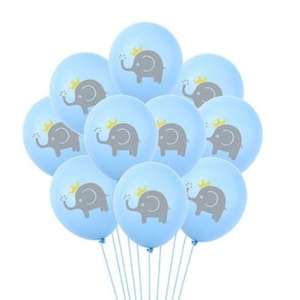 12 PACK Elephant Baby Shower Balloons, Elephant Balloons, Baby Shower Decorations, Boy Baby Shower Balloon Ideas, Boy Birthday Balloons