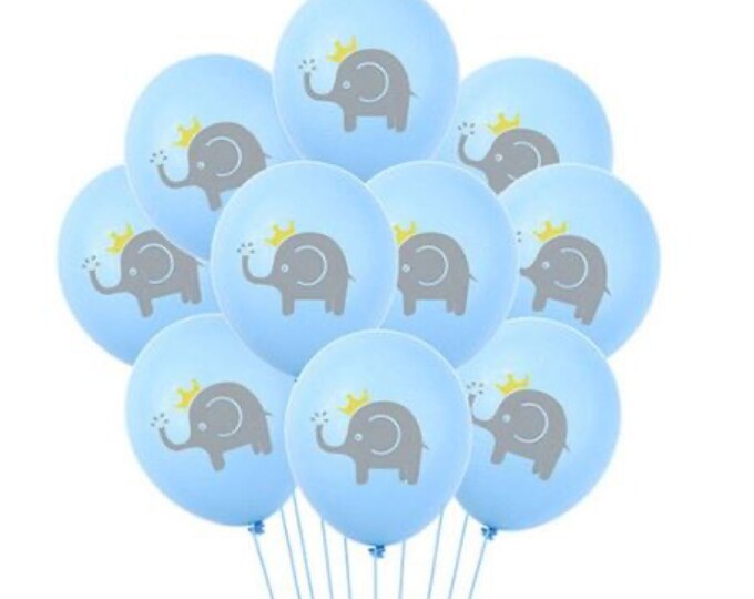 12 PACK Elephant Baby Shower Balloons, Elephant Balloons, Baby Shower Decorations, Boy Baby Shower Balloon Ideas, Boy Birthday Balloons