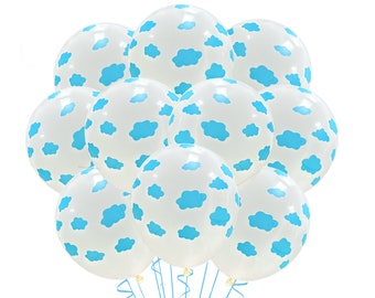 Sky Balloons, 12" Cloud Balloons Decor, Blue Sky Party Balloons, Clouds Party Decor, Sky Party Decor, White Sky Baby Shower Balloons