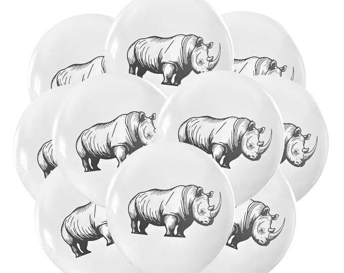 12ct Rhino Balloons, Rhinoceros Party Balloons, Rhino Theme Party Decoration, Rhino Birthday Ideas Event