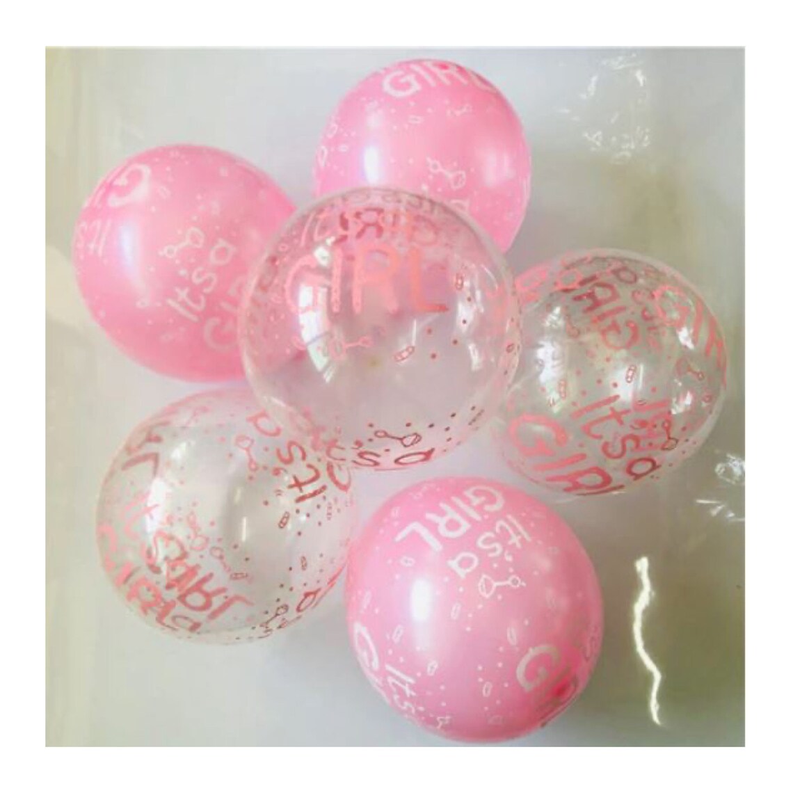 12 PACK It's A Girl Baby Shower Balloons, Pink Baby Shower Balloons ...