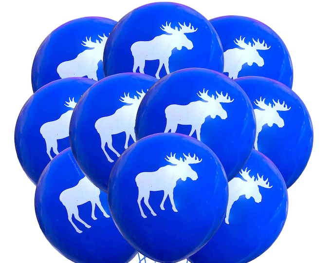 Blue Moose Balloons, 12" Moose Party Balloons, Woodland Party Balloons, Moose Birthday Theme, Woodland Birthday Theme, Moose Party Ideas