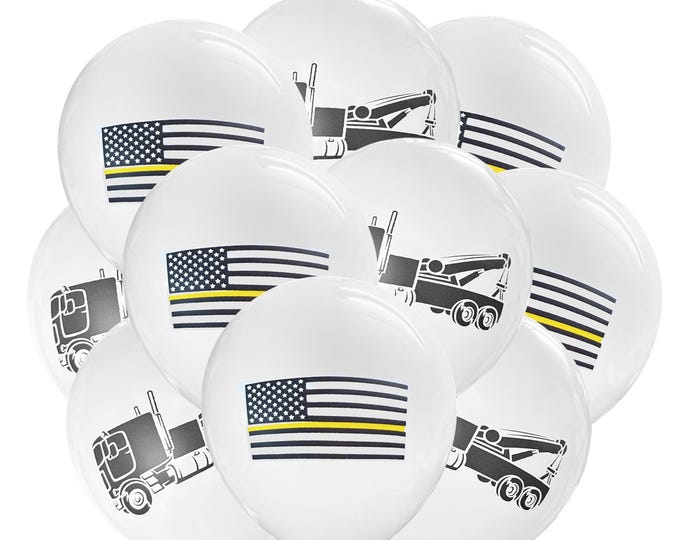 12ct Tow Truck Balloon Mix, Tow Truck Birthday Theme, Tow truck Party, Towing Balloons, Yellow Line Birthday Décor Tow Truck Driver Birthday