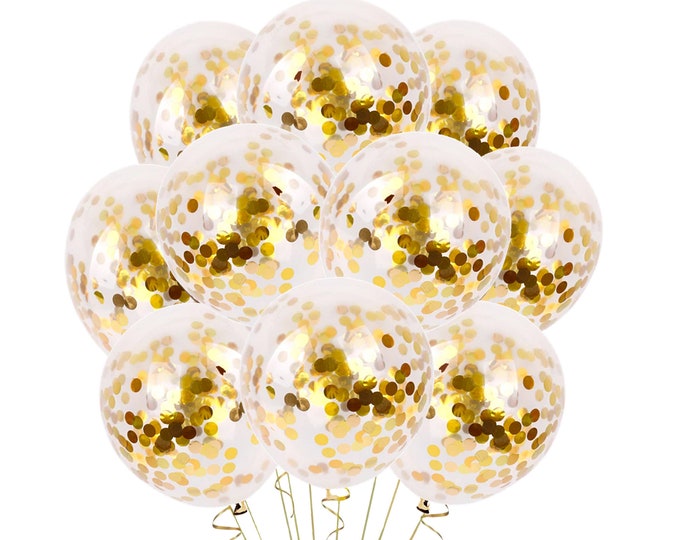 50th Anniversary Balloons 12", Gold Confetti Balloons, Gold Sequin Balloons, Golden Wedding Balloons, gold Party Theme, Gold Wedding Ideas