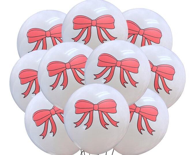 Red Bow Balloons 12", Bow Birthday Party Balloons, Red Bow Theme Baby shower, Ribbon Balloons Latex