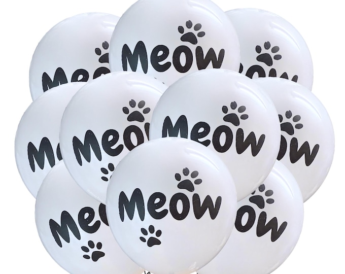 12ct Meow Balloons, Meow Party Balloons, Meow Theme Party Decoration, Cat Balloons, Meow Birthday Theme, Kitten Decorations Ideas, Pet