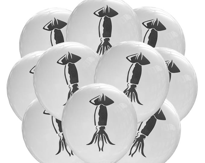12ct Squid Balloons, Calamari Birthday, Cuttlefish Ocean Theme Sea Animal Party