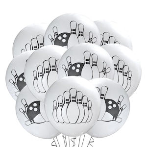 12ct Bowling Balloons, Bowling Pin Party Balloons, Bowling Theme Party Decoration, Bowling Pin Balloons, Bowling Birthday Theme