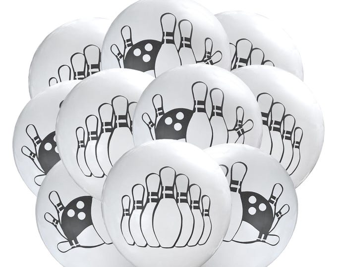 12ct Bowling Balloons, Bowling Pin Party Balloons, Bowling Theme Party Decoration, Bowling Pin Balloons, Bowling Birthday Theme