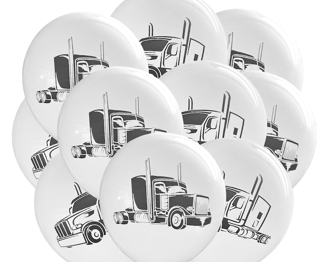 12ct Truck Driver Balloons, Truck Driver Birthday Theme, Trucker Party, Semi Truck Balloons, Truck Birthday Decorations, 18 Wheeler Balloons