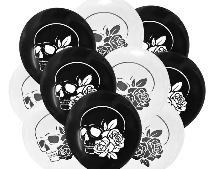 12ct Memento Mori Balloons, Memento Mori Birthday Theme, Stoic Party, Philosophy Balloons, Stoicism, Skull & Rose Balloons, Philosopher