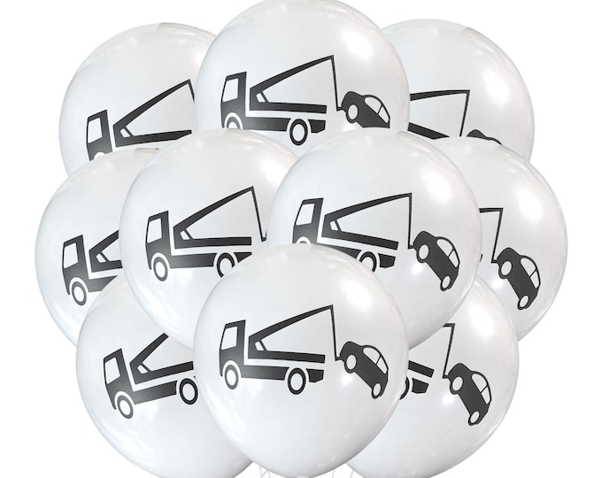 12ct Tow Truck Balloons, Tow Truck Birthday Theme, Tow truck Party, Towing Balloons, Yellow Line Birthday Décor, Tow Truck Driver Birthday