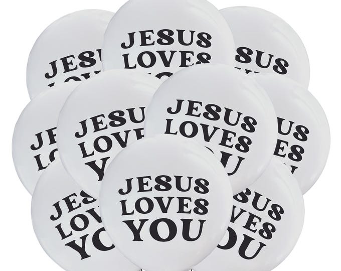 12ct Jesus Balloons, Jesus Loves You Party Balloons, Christian Theme Party Decoration, Christian Balloons, Jesus Birthday Theme, Church