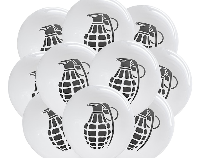 12ct Grenade Balloons, Grenade Birthday, Military Theme, Army Balloons, Military Birthday Party Decorations