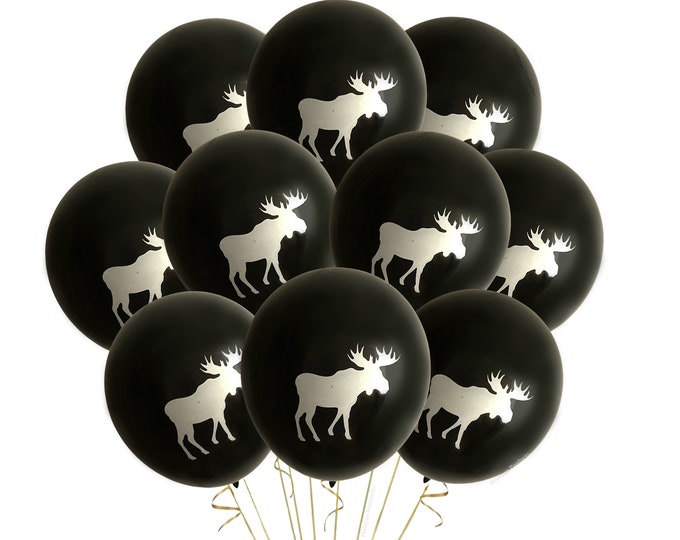Moose Balloons, Moose Birthday Theme, Moose Party Ideas, Woodland Birthday, Woodland Balloons, Moose Birthday Decorations, Moose Event