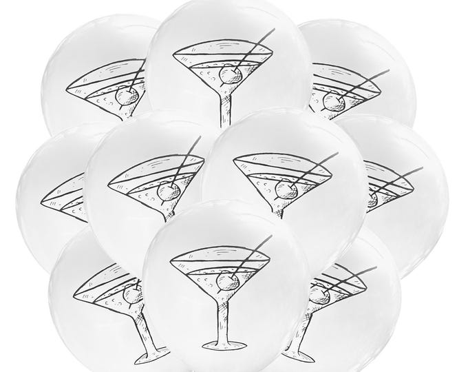12ct Martini Balloons, Martini Birthday Theme, Cocktail Party, Cocktail Event Ideas, Martini Decorations Gin Alcohol Balloons, Bar Balloons