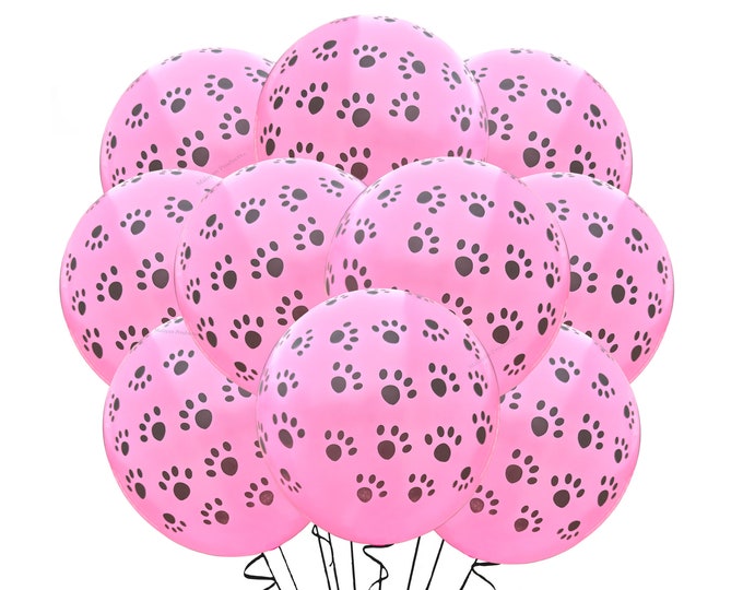 50ct Pink Paw Balloons, Animal Party, Pet Birthday Party Balloons, Paw Patrol Decor, Pink Paw Print Balloon, Paw Balloons Animal Paw Balloon