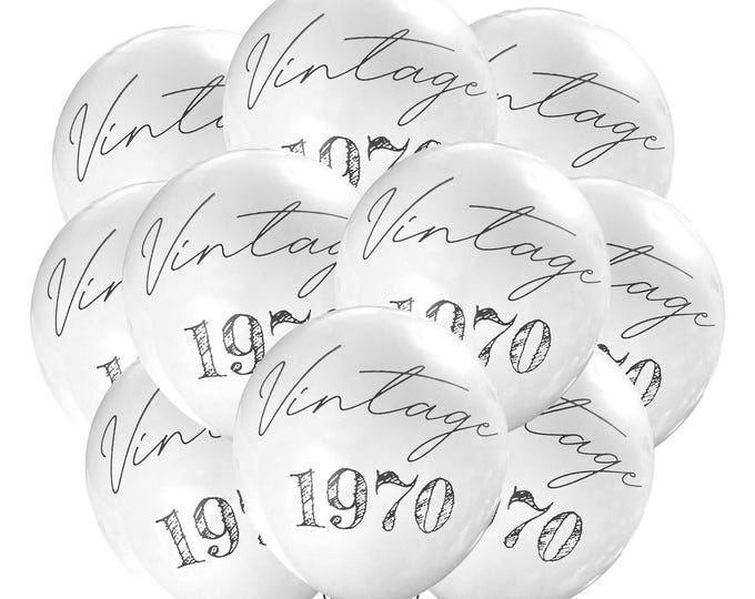12ct Vintage 1970 Balloons, Birthday Party Theme Decorations