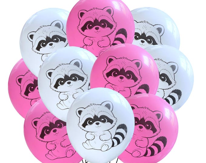 Baby Raccoon Balloons, Forest Creature Baby Shower Theme, Trash Panda Birthday, Girl or Boy Party Supply