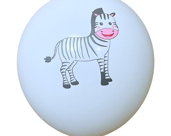 12 Pack Cute Zebra Balloons, 12" Animal Balloons, Zebra Print Party Balloon, Jungle Theme Decor, Zoo Theme Balloons, Zebra Party Balloons