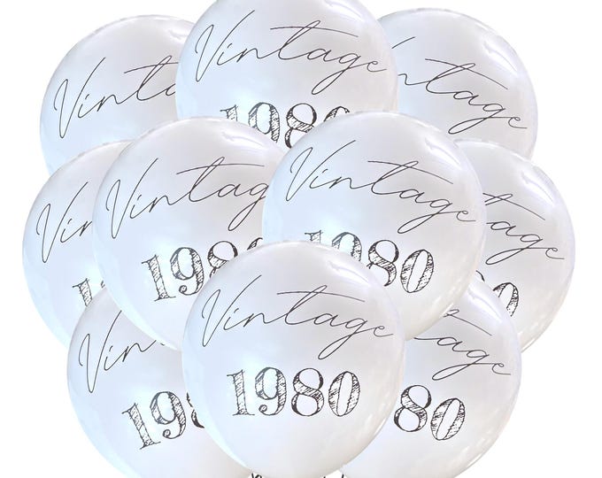 12ct Vintage 1980 Balloons, Birthday Party Theme Decorations