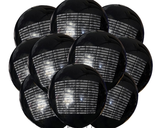 12ct Black Coding Balloons, Coding Birthday Balloons, Software Engineer Birthday Balloons, Programmer Balloons, Coding Birthday, Coder