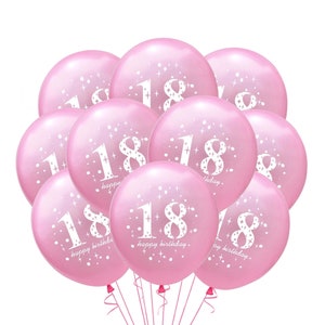 18th Birthday Balloons, 18th balloons 12&quot;, 18th Happy Birthday Party Balloons, 18th Theme Decor, Girls 18th birthday decoration