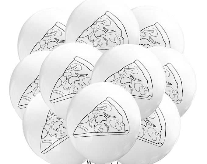 12ct Pizza Balloons, Pizza Birthday Party, Italian Theme, Food Balloons, Pizza Party Birthday Decorations